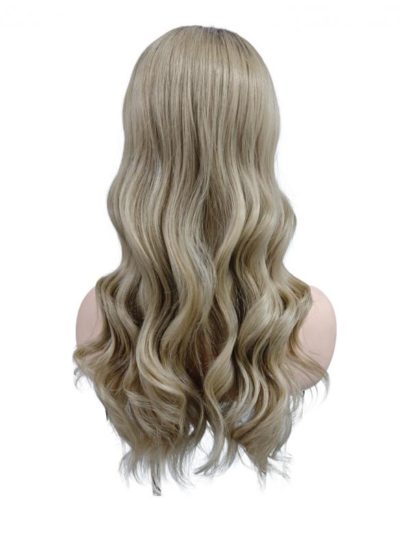 Exquisite synthetische Perücke mit dunklem honigblonden Ombre und langen Wellen (Lace Part) DLP028