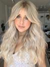 Sweet Honey Blonde Ombre Lange Wellige Lace Front Echthaar Perücke HH173