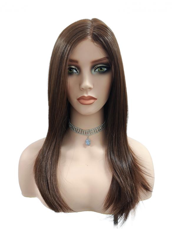 Dunkelbraune glatte Synthetsiche Perücke (Lace Part) DLP005