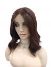 Lange wellige synthetische Perücke in Dunkelbraun (Lace Part) DLP014