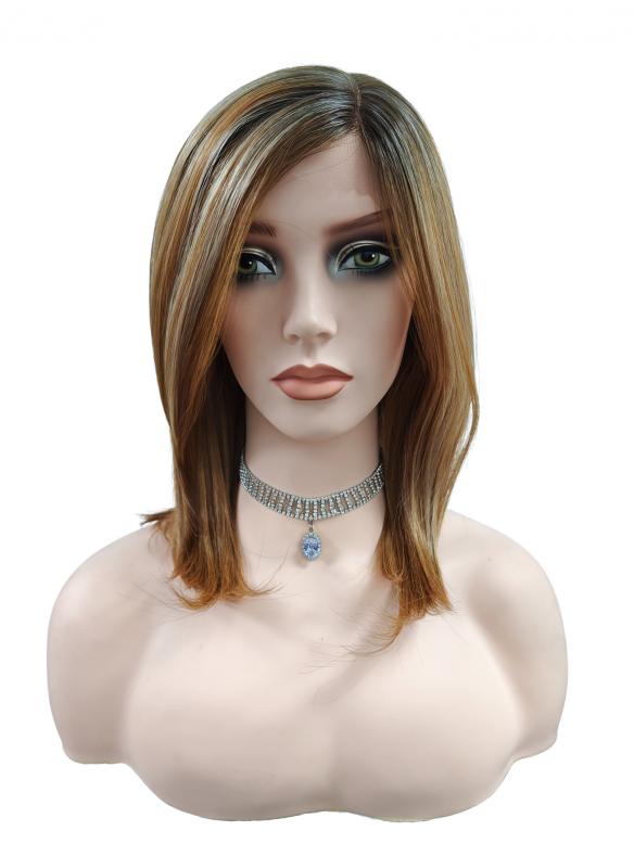 Synthetische Perücke in Blond Auburn mit seidigem glattem Haar (Lace Part) DLP040