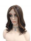 Synthetische Perücke in Dunkelbraun mit hellbraunen Highlights (Lace Part) DLP020