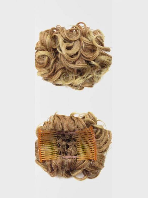 Kurzes Lockiges Dutt Haarteil Messy Bun Look HE005