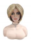 Mittelbraune Basis mit kräftigen hellblonden Strähnen Syntherische Perücke (Basis Kappe) DBK011