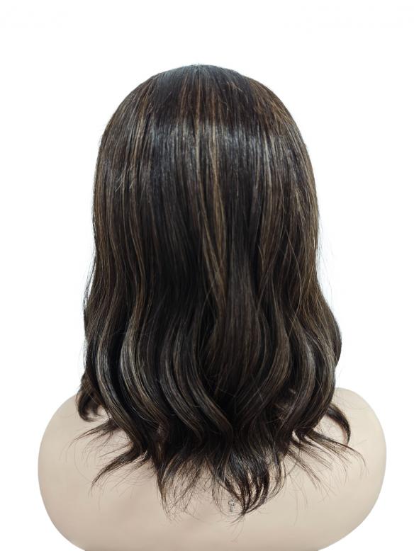 Synthetische Perücke in Dunkelbraun mit hellbraunen Highlights (Lace Part) DLP020