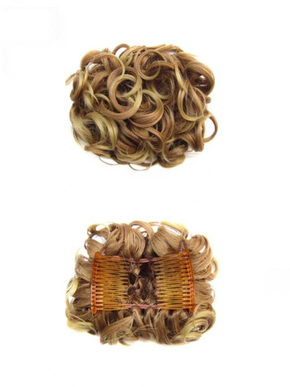 Kurzes Lockiges Dutt Haarteil Messy Bun Look HE005