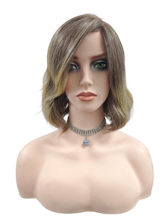 Hellrot-Goldenblond wellige Synthetische Perücke (Lace Part) DLP016