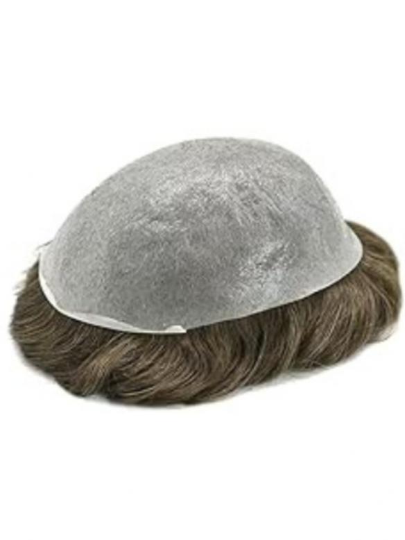 Hellbraun Voll-PU 100% Echthaar Toupee DTP005