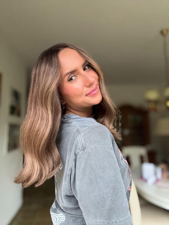 Echthaar Braun Balayage Lange Wellige Perücke Zeitloser Klassiker Natürliche Echthaarperücke EH064