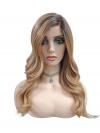 Synthetische Perücke mit elegantem langen gewellten Haar in Blond und Kastanienbraun(Lace Part) DLP033