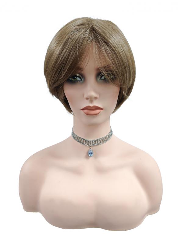 Synthetische Perücke im sanften süßbraunen Bob-Schnitt (Basis Kappe) DBK003
