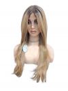 Seidige honigblonde lange synthetische Perücke (Lace Part) DLP030