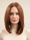 Kunsthaarperücke – Seidiges glattes rotes Haar mit längeren Seitenpartien und kürzerem Hinterkopf (Lace Front) DLP035
