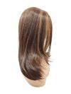 Lange glatte Kunsthaarperücke – Warmbraun mit auffälligen goldblonden Strähnen (Lace Front) DLP022