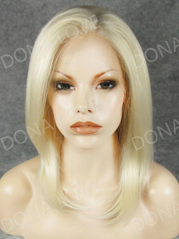 Hellblond Schulterlänge Gerade Synthetische Lace Front Perücke-SNY041
