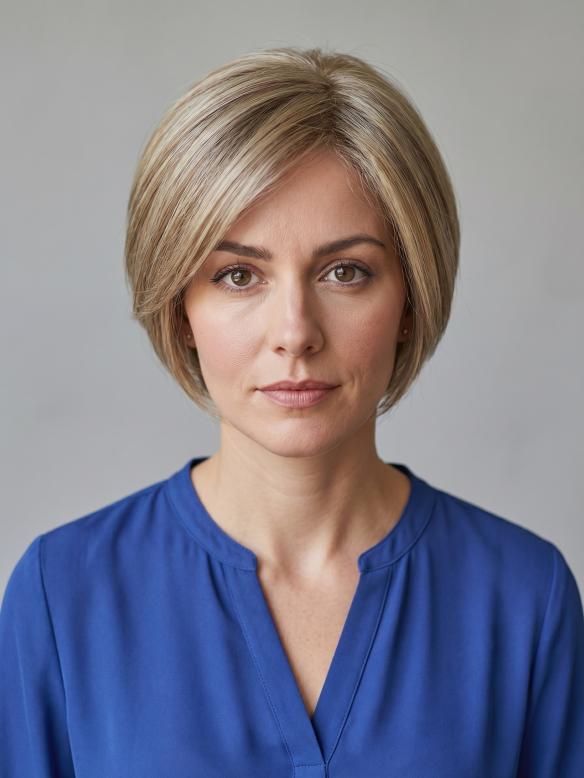 Blonde Bubikopf Kunsthaarperücke (Lace Front & Mono Top) DMT006