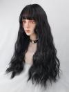 Schwarze Lange Lockige Sythetische Gewebted Netzkappe Perücke LG315