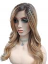 Synthetische Perücke mit elegantem langen gewellten Haar in Blond und Kastanienbraun(Lace Part) DLP033