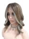 Gewellte Perücke in Hellbraun mit Platinblond-Highlights (Lace Part) DLP042