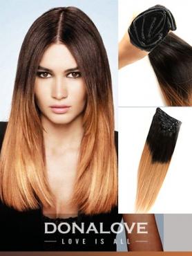Zwei Farben Ombre indisch remy clip in hair extensions OD001