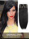 Aschenschwarz Donalovehair Echthaar Extensions mit Clips SD003