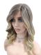 Elegante Ombre-Perücke in Aschbraun zu Blond mit weichen Wellen (Lace Part) DLP043