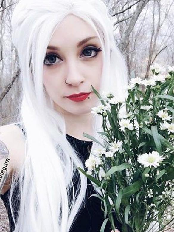 Weiß Hüftlänge Gerade Synthetische Lace Perücke-SNY014