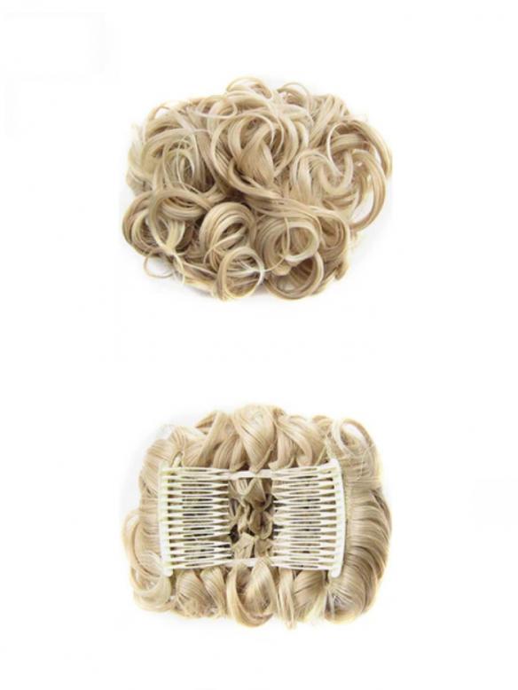 Kurzes Lockiges Dutt Haarteil Messy Bun Look HE005