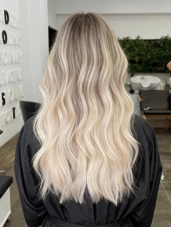 Echthaar Perücke in Blond mit dunkelem Ansatz EH032