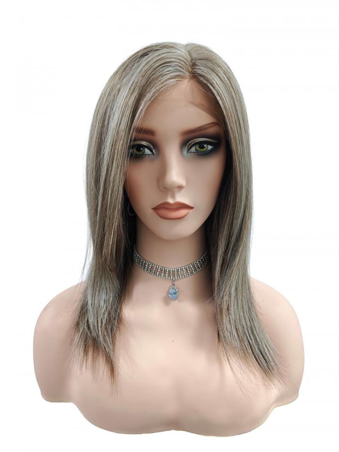 Synthetische Perücke in silbergrau und hellblond (Lace Part) DLP027