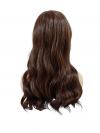 Linker Scheitel Kunsthaarperücke in Tiefbraun mit Goldblonden Strähnen und Locken (Lace Front) DLP064
