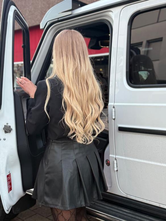 Blond Ombre Lang Wellig Echthaar Perücke HH136