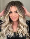 Echthaarperücke in Smoky Brown mit platinblonden Highlights – natürlich & modern EH040