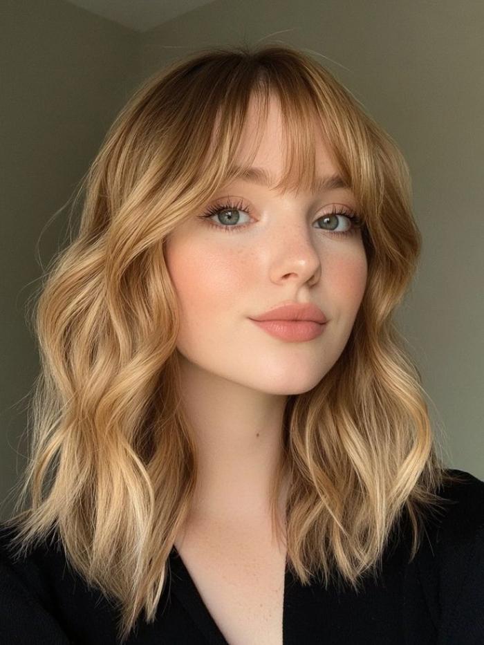 Naturblonde Echthaarperücke mit Pony EH004