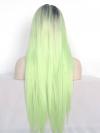 Schwarz nach Grün Gerade Synthetische Lace Front Perücke-SNY042