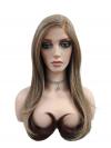 Extra lange Kunsthaarperücke – Warmes Braunblond mit glattem Haar (Lace Front) DLP002