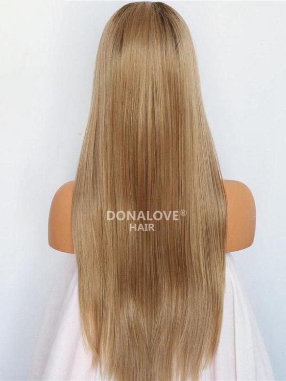 Blonde Ombre Lange Glatte Synthetische Lace Front Perücke SNY225