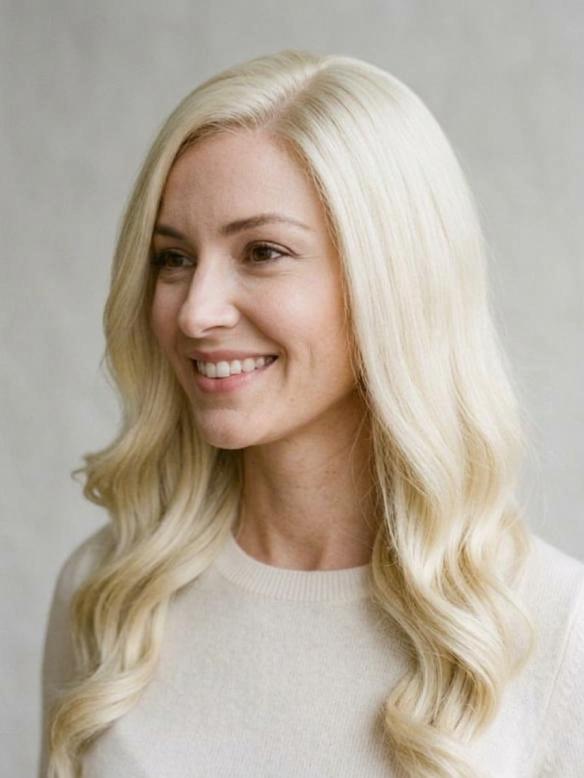 Gewellte Kunsthaarperücke – Naturblond (Lace Front) DLP054