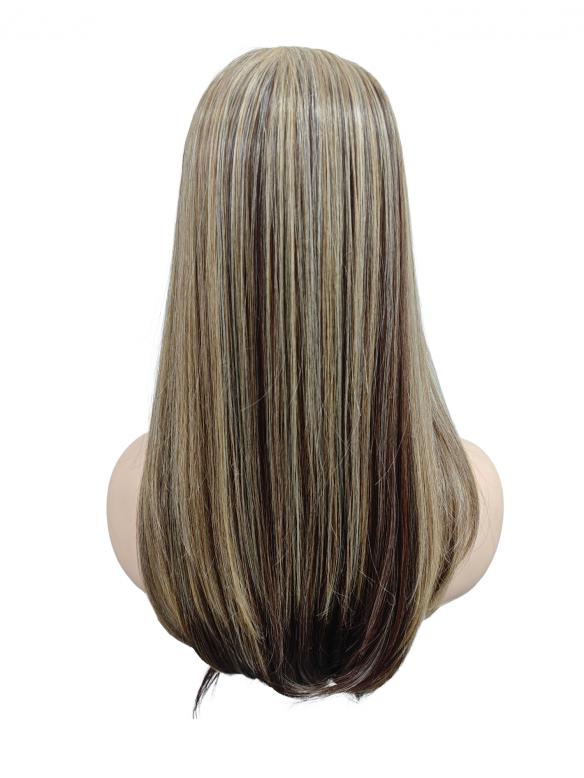 Extra lange synthetische Perücke in warmem Braunblond mit glattem Haar (Lace Part) DLP002