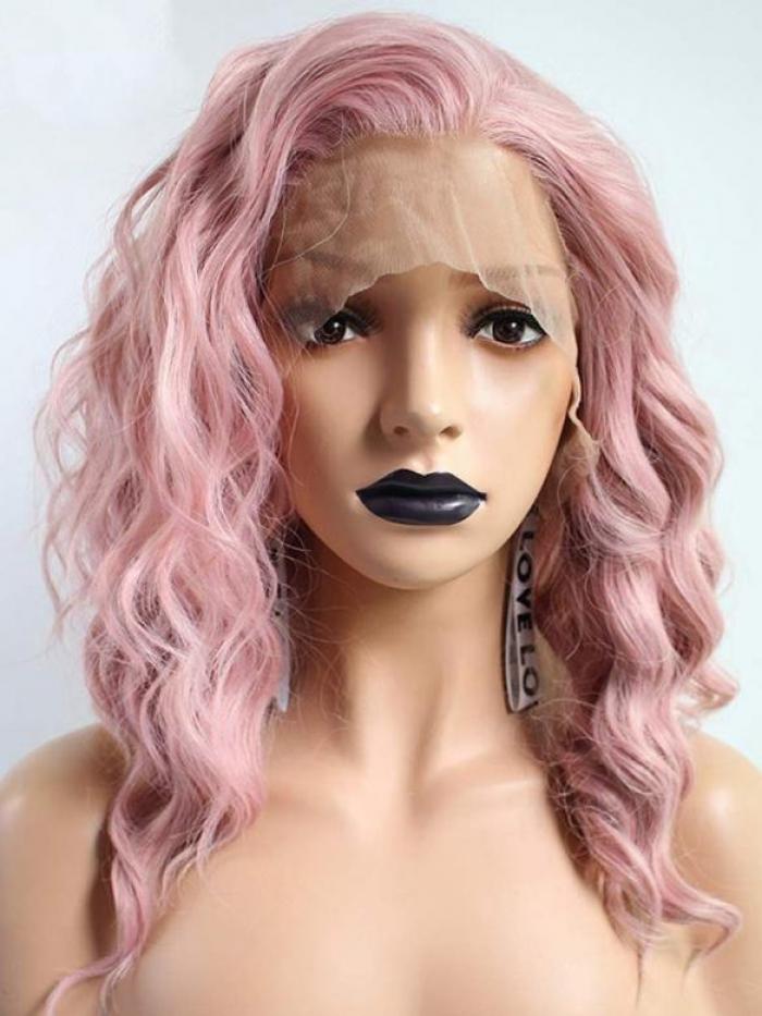 Rosa Wellige Synthetische Lace Front Perücke SNY055