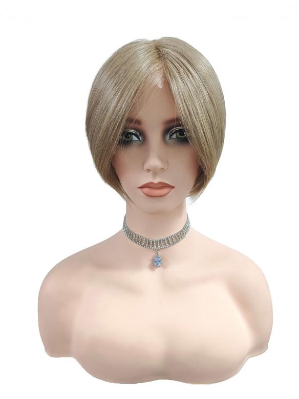 Aschblonde Bubikopf Synthetische Perücke (MONO TOP) DMT006
