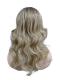 Elegante mittellange gewellte blonde synthetische Perücke mit dunklem Ansatz (Lace Part) DLP034