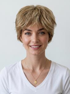 Pixie Cut Kunsthaarperücke in Honigblond – Natürliche Alltagsperücke (Basic Cap) DBK004