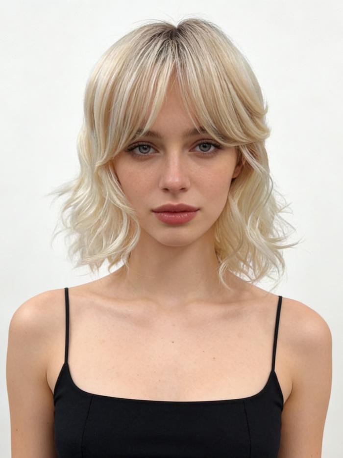 Bob Kunsthaart Perücke in Weißblond mit Pony DLP069