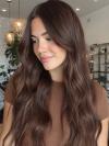 Luxuriöse Schokoladenbrau Wave Perücke Zeitlos Elegant 100% Echthaar EH065