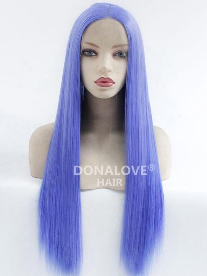 Blau Lange Glatte Synthetische Lace Front Perücke SNY222