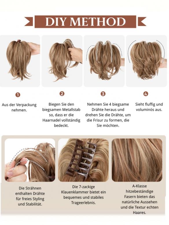 Synthetischer Klauenclip Pferdeschwanz Haarteil DIY Dutt Haarverlängerung HE007