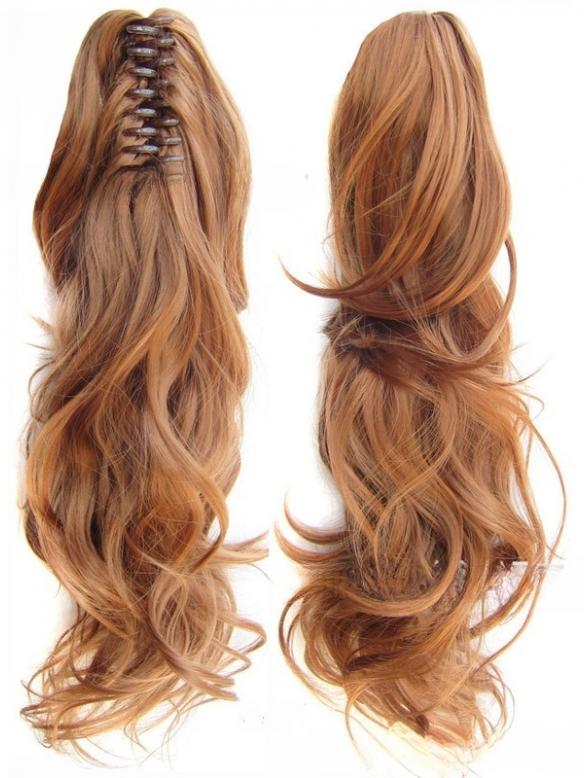 55cm-Ponytail-Haarteil mit Haarkralle – Lockiger Look zum Einklemmen HE004