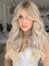 Sweet Honey Blonde Ombre Lange Wellige Lace Front Echthaar Perücke HH173