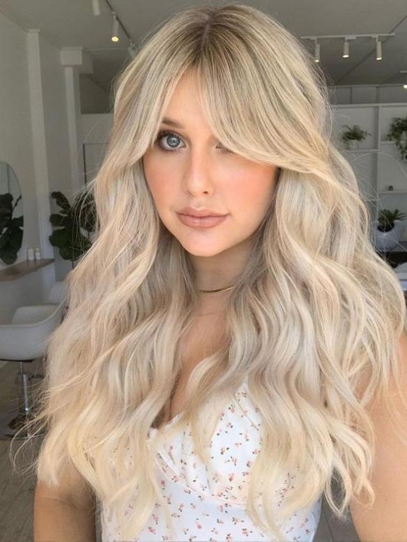 Sweet Honey Blonde Ombre Lange Wellige Lace Front Echthaar Perücke HH173